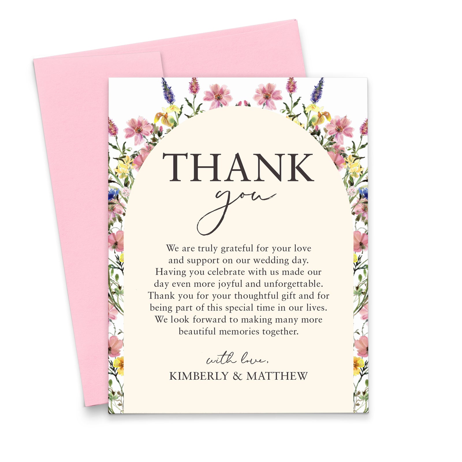 Colorful Custom Wedding Thank You Cards With Wildflowers