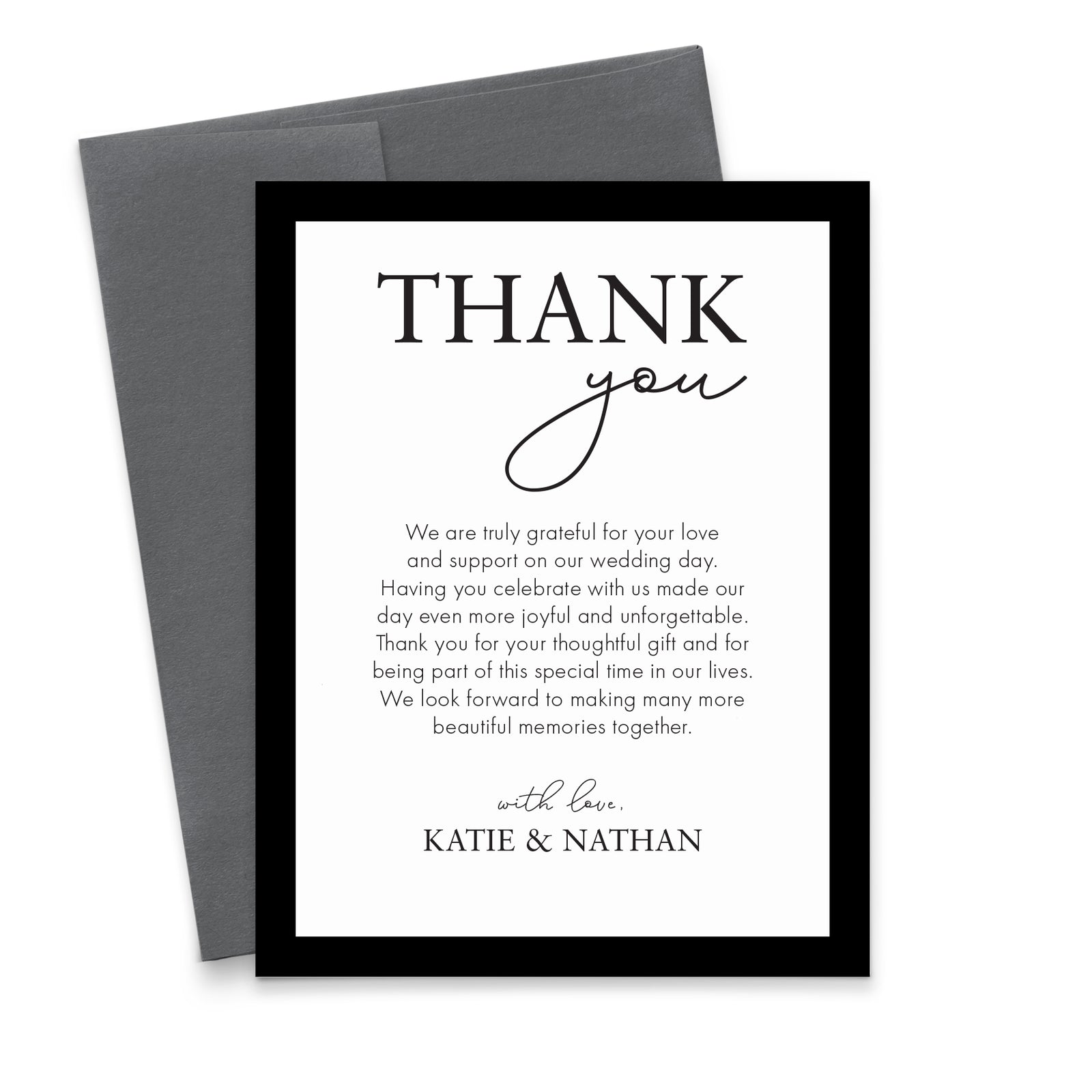 Elegant Wedding Thank You Cards Black And White