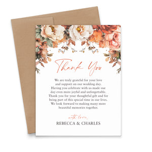 Terracotta Personalized Wedding Thank You Cards Rustic