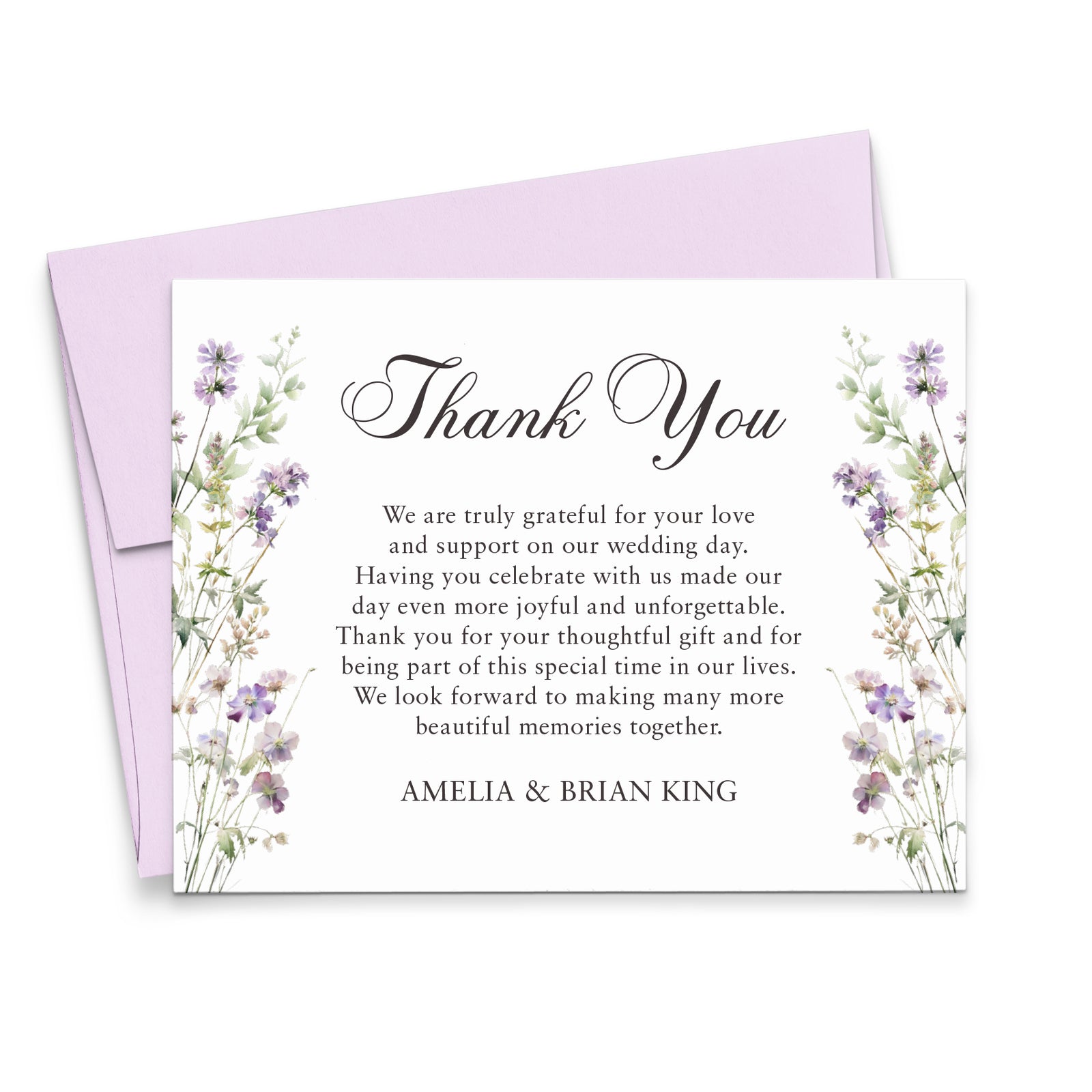 Elegant Purple Wedding Thank You Cards Lavender