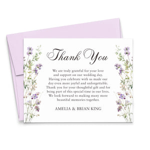 Elegant Purple Wedding Thank You Cards Lavender
