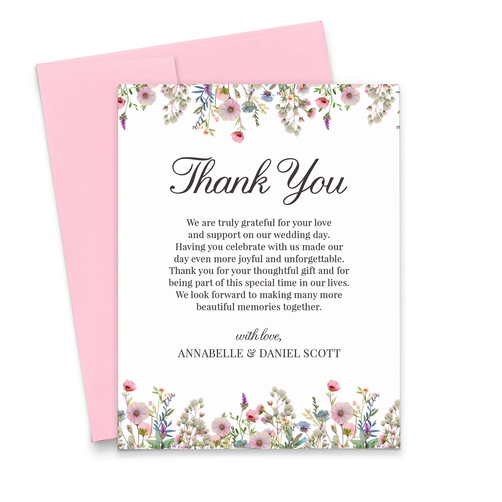 Vibrant Floral Wedding Thank You Cards With Message