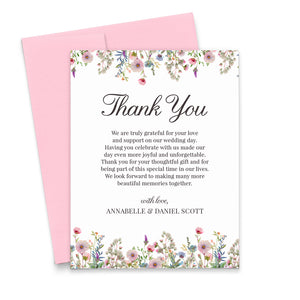 Vibrant Floral Wedding Thank You Cards With Message