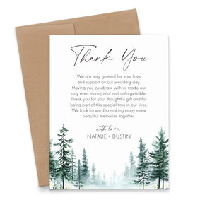 Rustic Nature Themed Wedding Thank You Cards With Trees
