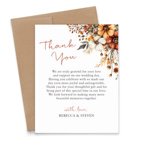 Fall Floral Watercolor Wedding Thank You Notes