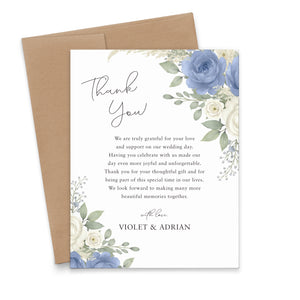 Dusty Blue and Ivory Personalized Wedding Thank You Cards