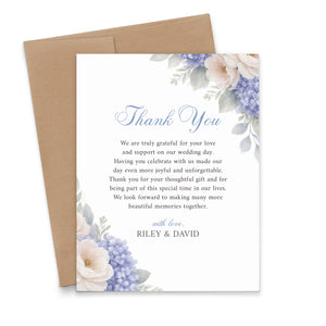 Hydrangea and Peony Watercolor Wedding Thank You Notes