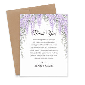 Purple Wisteria Watercolor Wedding Thank You Notes