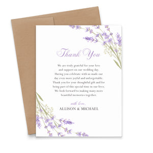 Watercolor Lavender Custom Wedding Thank You Cards