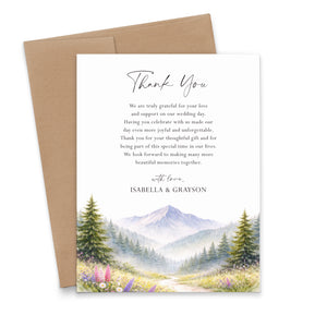 Mountain Wildflower Wedding Thank You Cards with Message