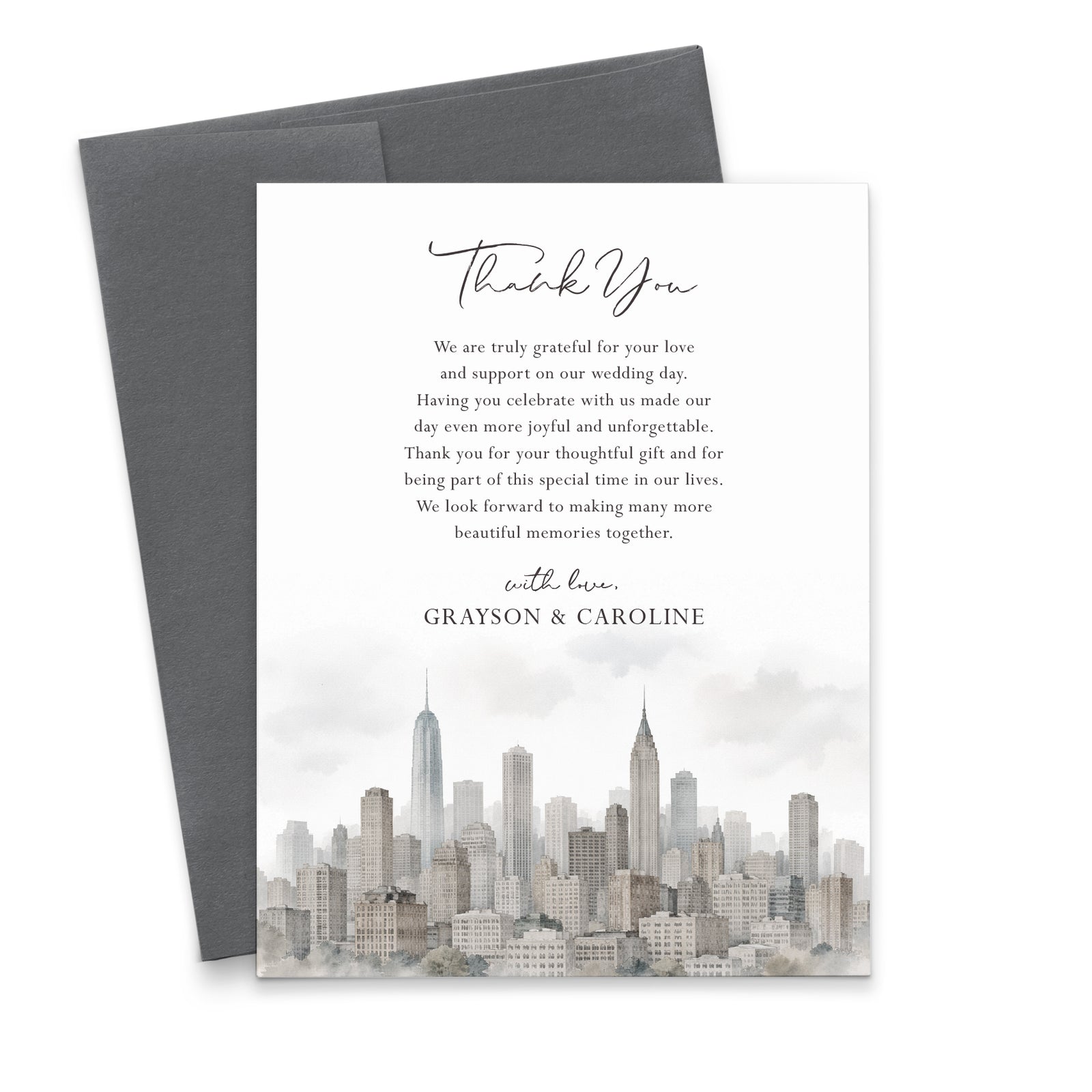 Watercolor City Skyline Wedding Thank You Notes