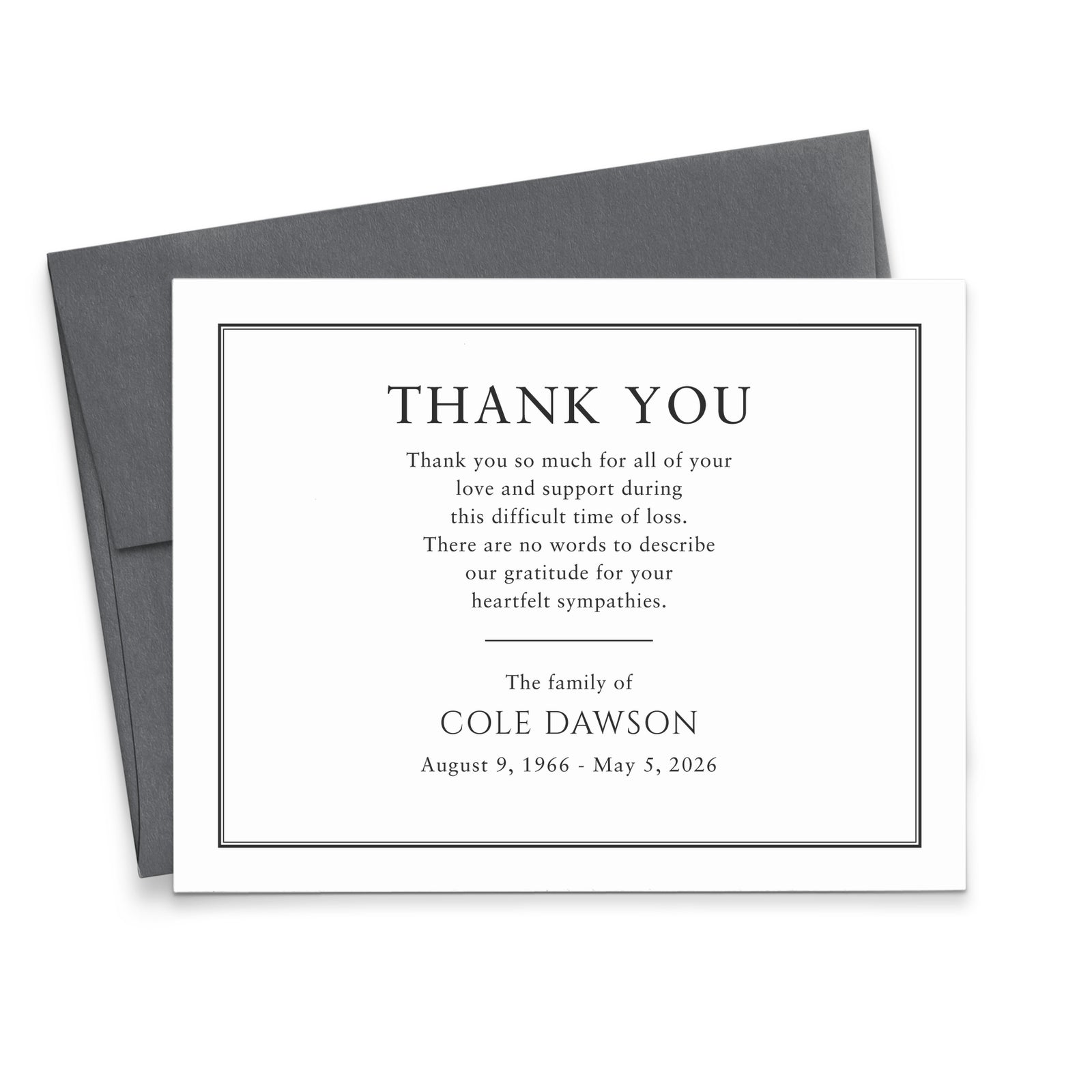 Classic Border Sympathy Acknowledgement Cards