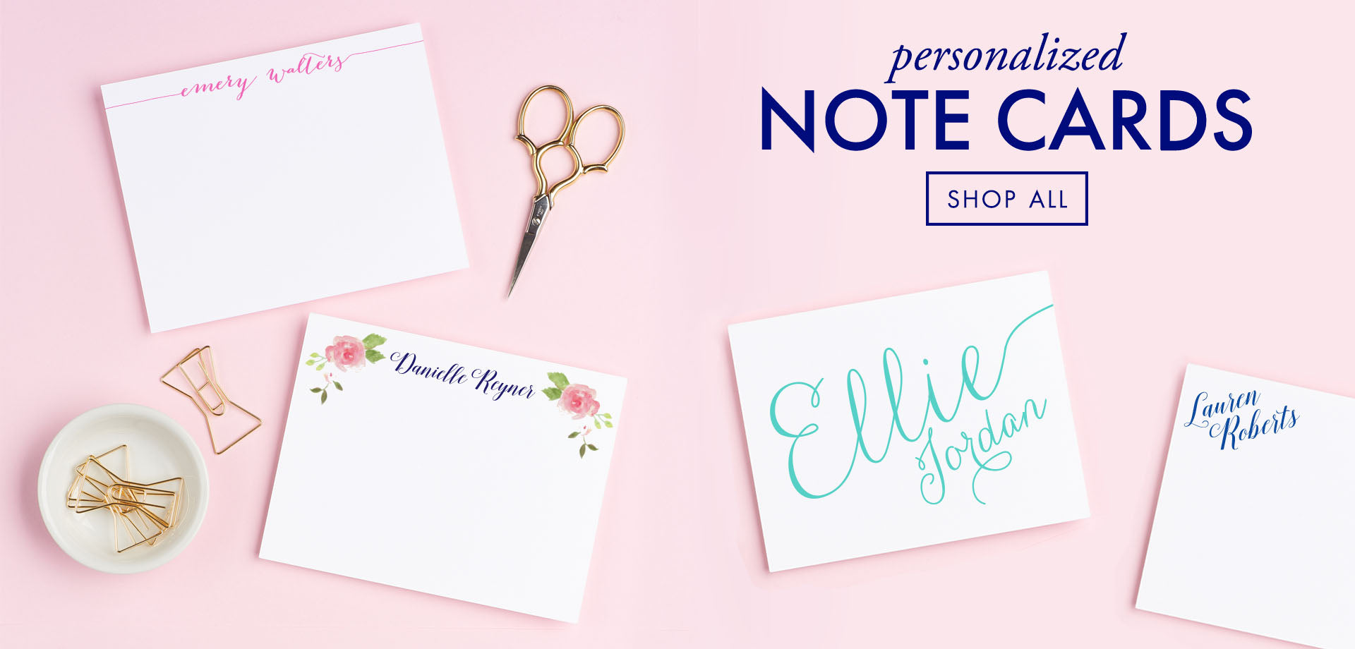 Personalized Note Cards, Shop all styles on Modern Pink Paper