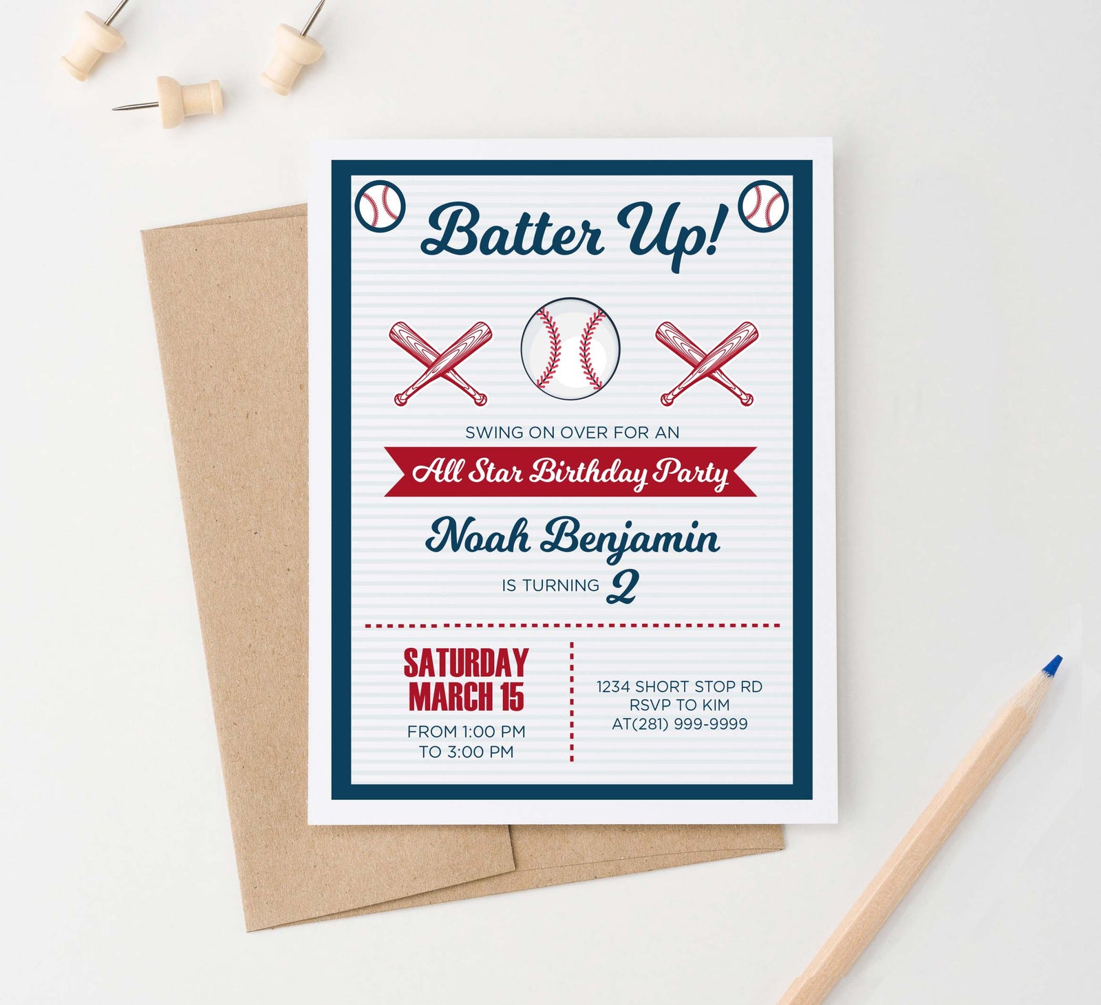 BI066 baseball birthday party invites personalized batter up sports 1