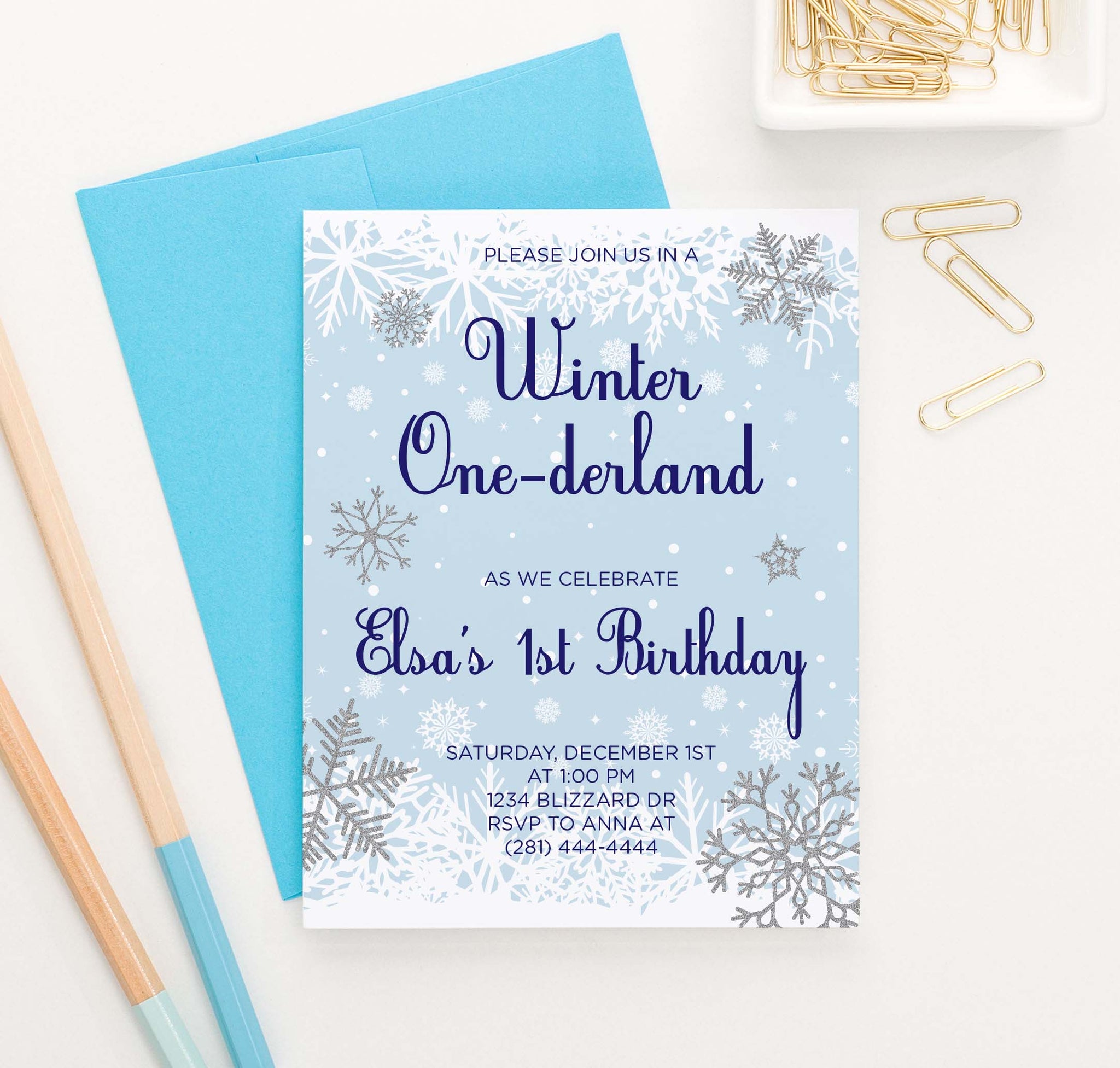 Pink Onederland Snowflake Winter 1st Birthday Favor Stickers - 180 Labels