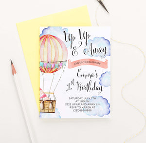 BI108 up up and away birthday party invites with hot air balloon adventure 1
