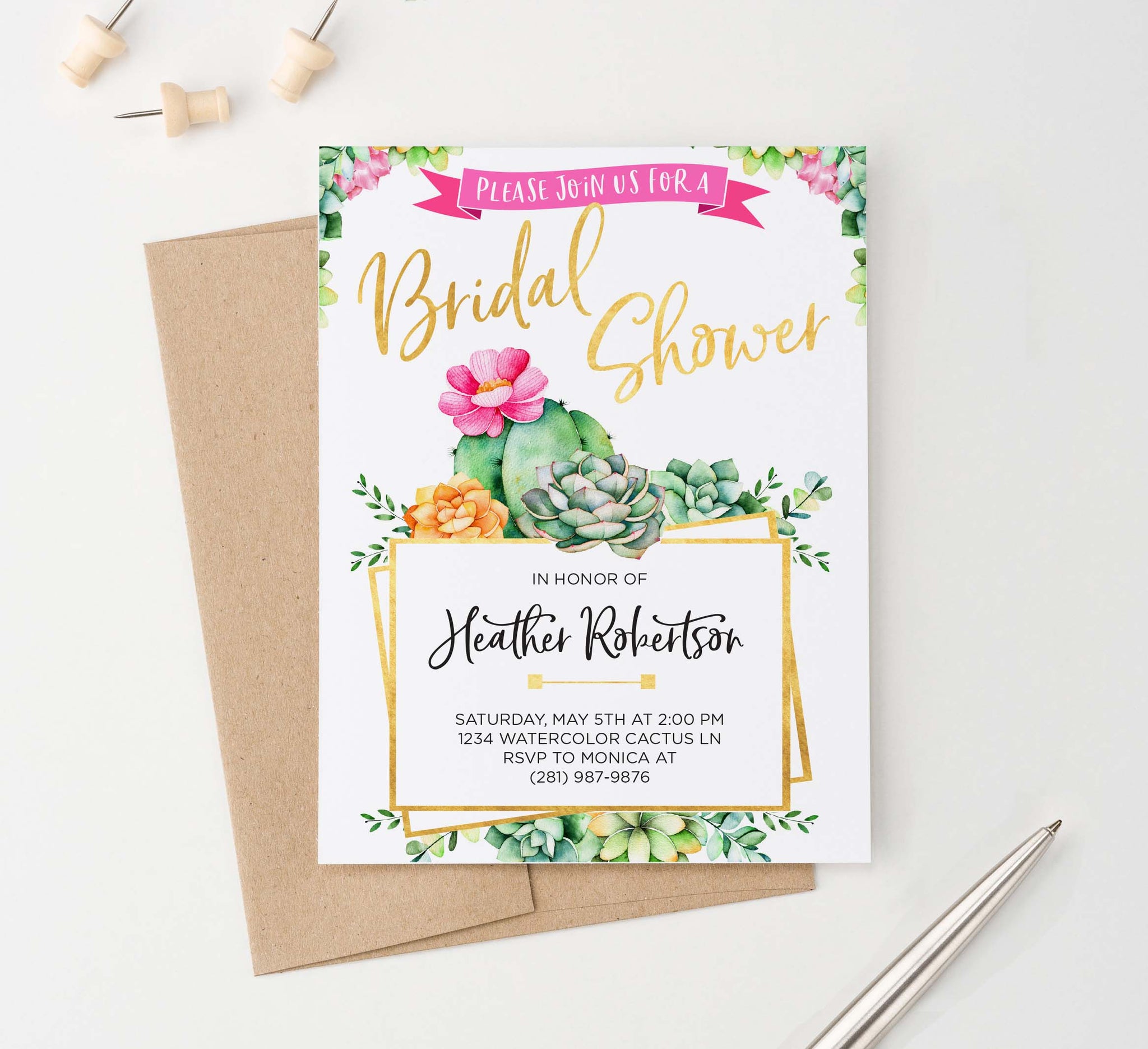 succulent bridal shower invites Succulent Bridal Shower Invitations Personalized