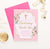CI019 pink and gold christening invite with florals girls elegant glitter