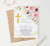 CI029 floral corner christening invites with gold cross florals flower 1