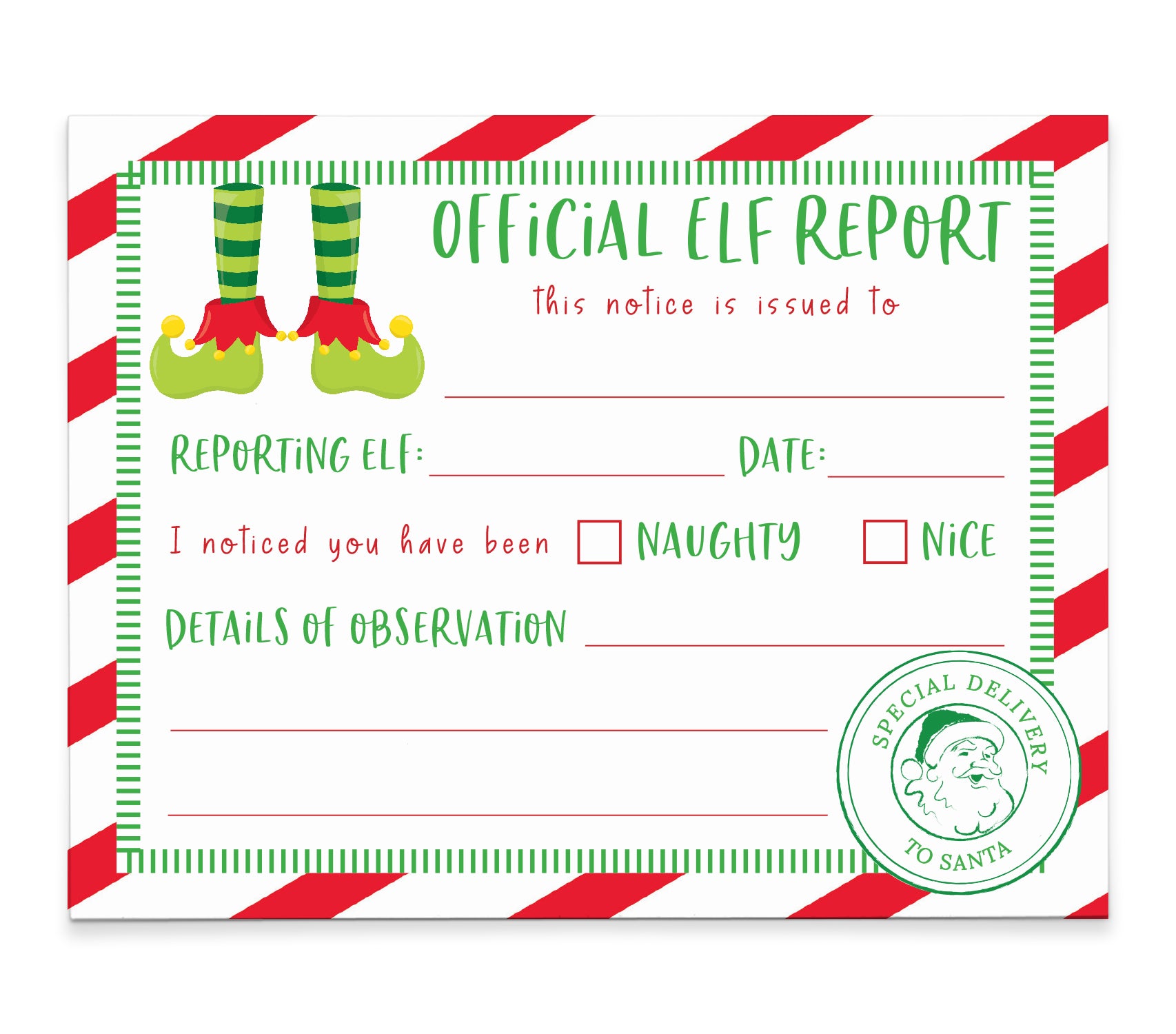 Set of 25 official elf reprot cards elfs christmas nice naughty