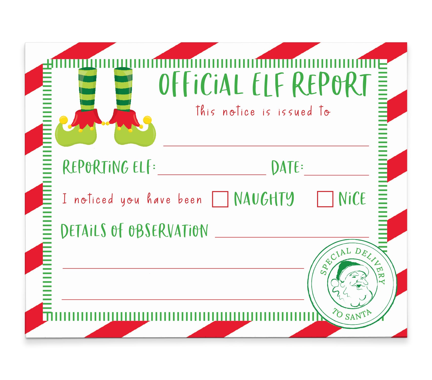 Set of 25 Official Elf Report Cards Modern Pink Paper