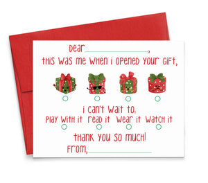 CS006 Holiday FIll in The Blank Note Cards with Christmas Presents happy jolly xmas A