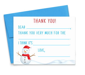 CS007 Snowman Christmas Fill In The Blank Thank You Card holiday xmas present a