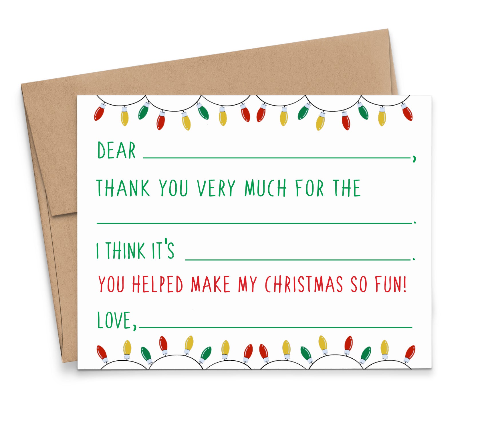 printable christmas thank you card