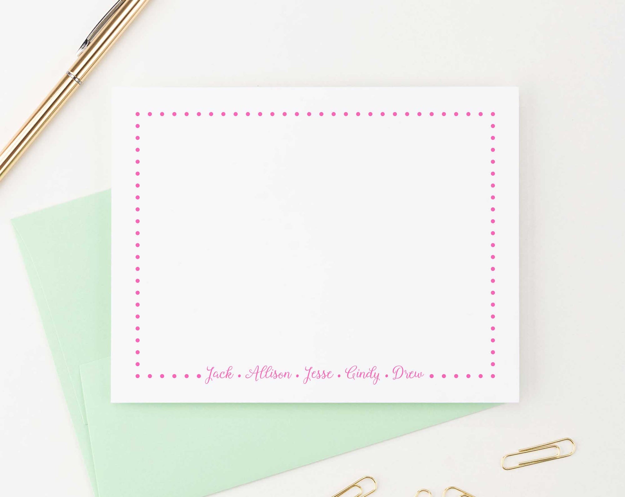 FS002 Polka dot border family personalized stationery simple couples