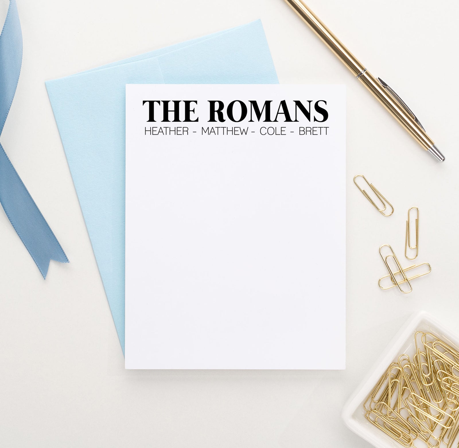FS006 block font couples stationery with family names simple couple family personalized 1