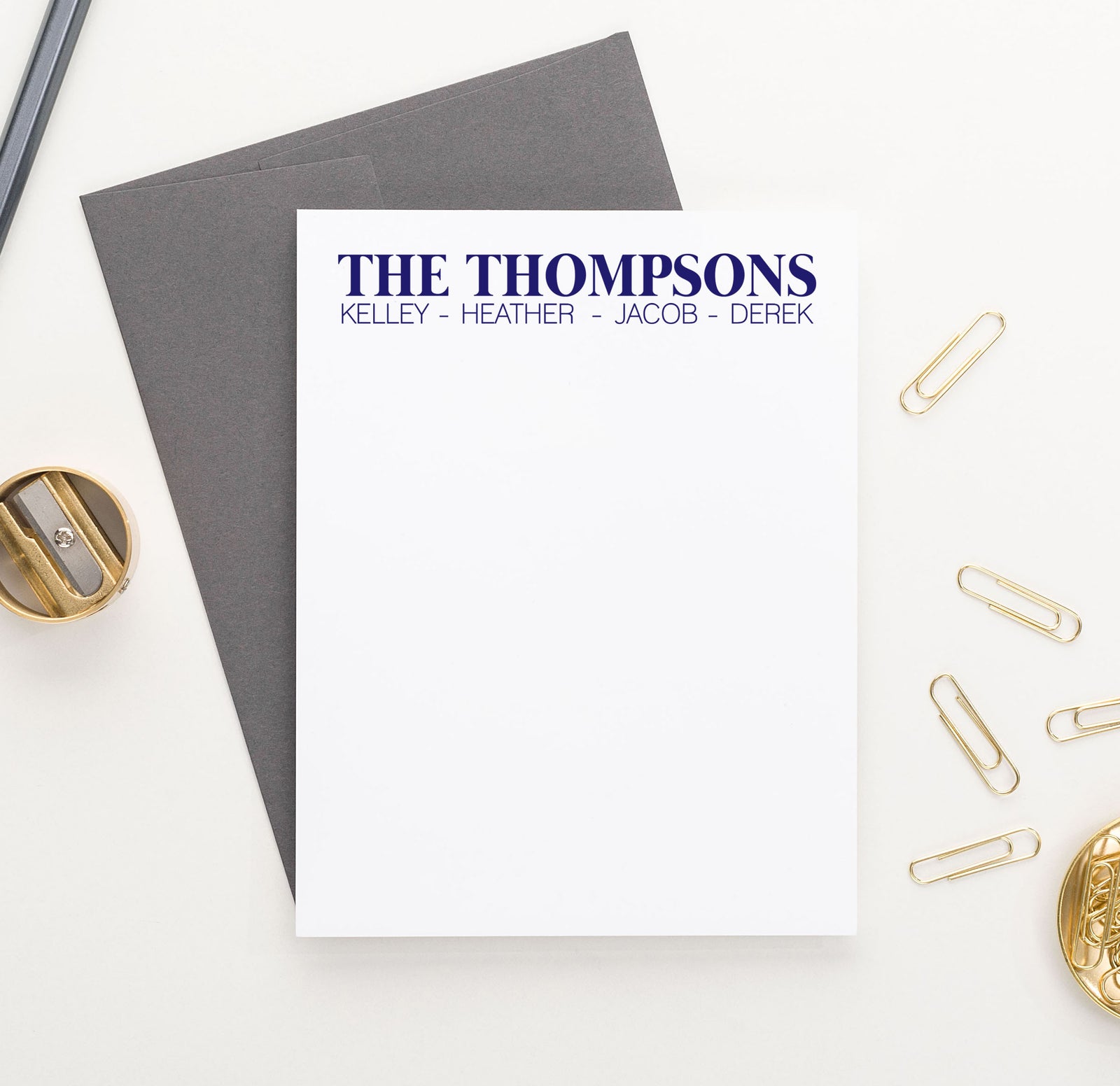 FS006 block font couples stationery with family names simple couple family personalized 1