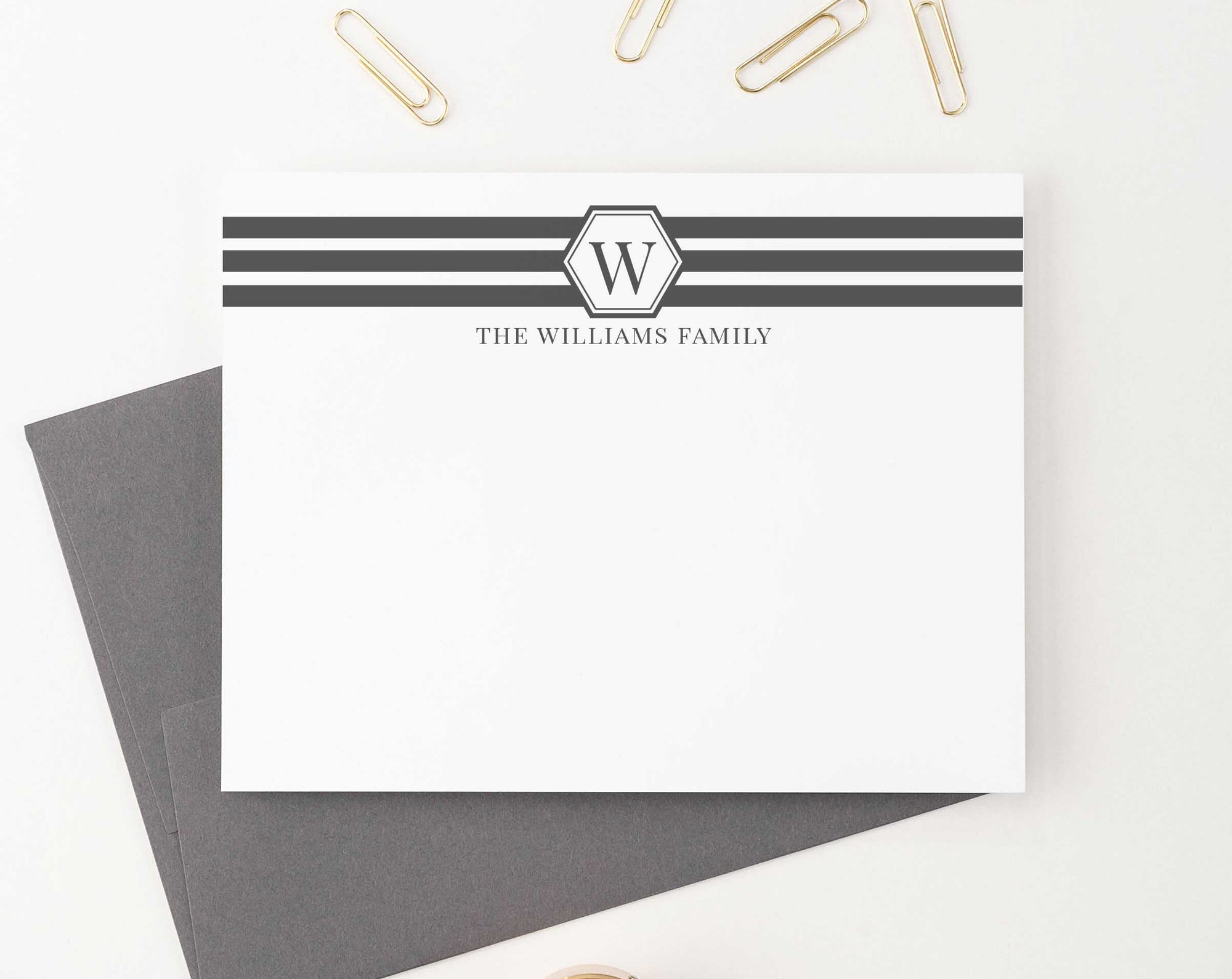 FS007 name and initial family thank you notes personalized couples simple banner