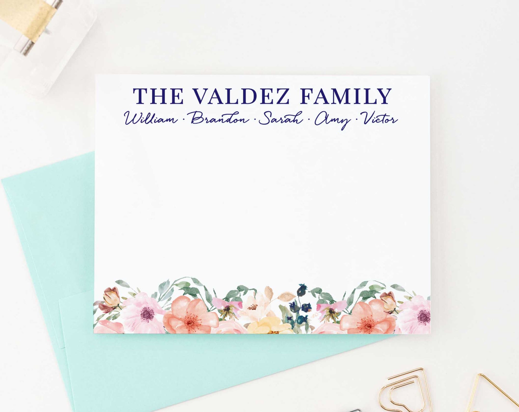 FS008 personalized floral engagement thank you cards florals flowers family couples