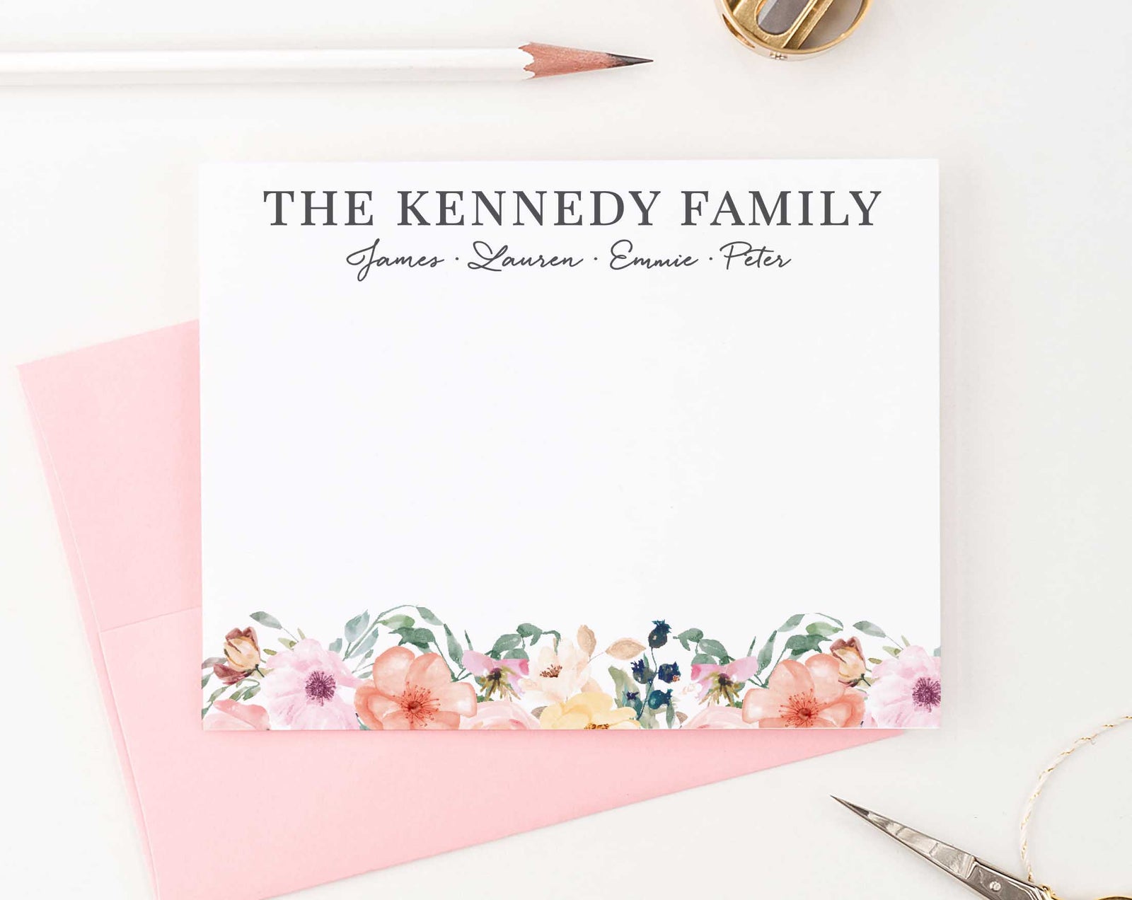 FS008 personalized floral engagement thank you cards florals flowers family couples