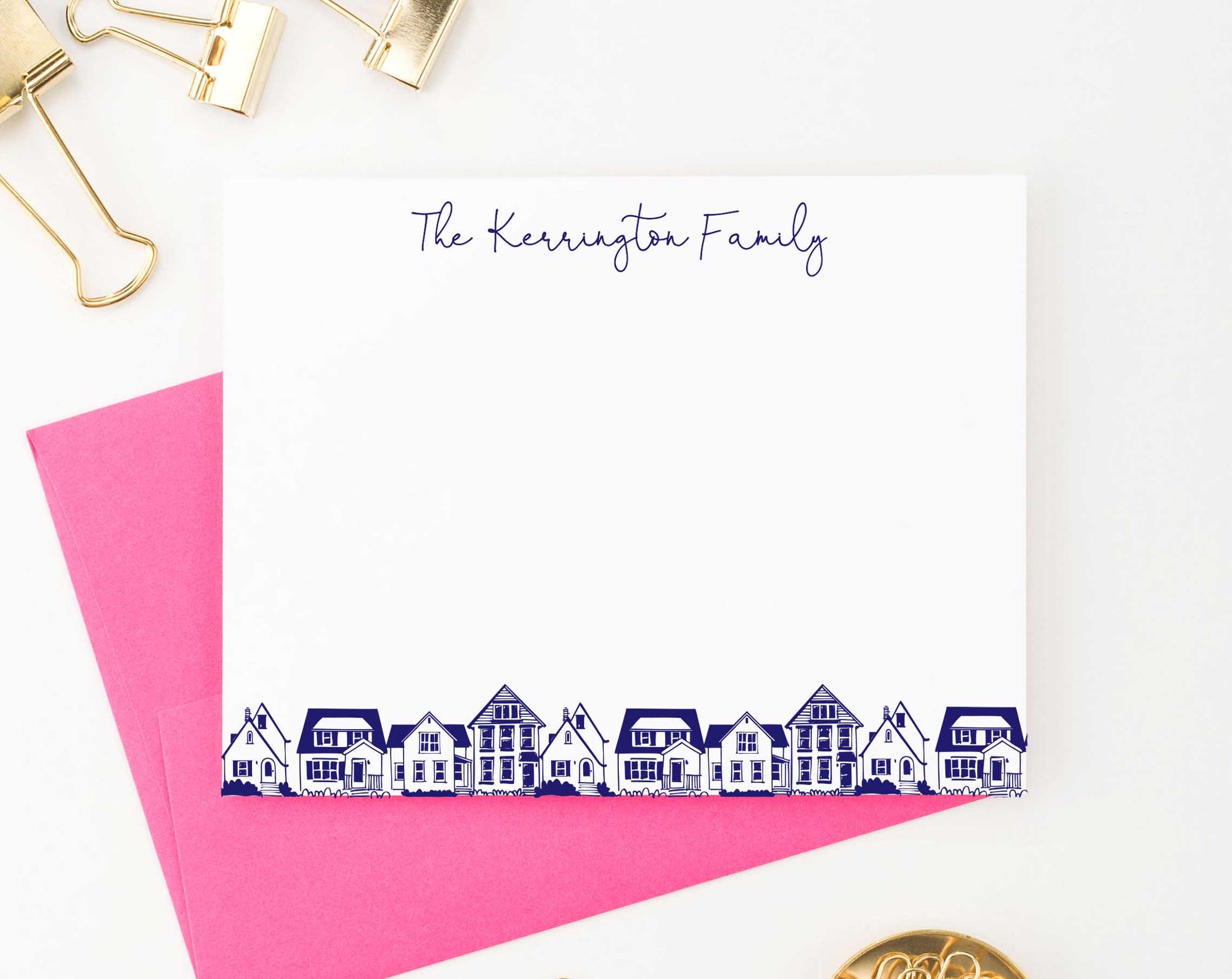 FS011 houses bottom border family thank you notes couples personalized stationary 1