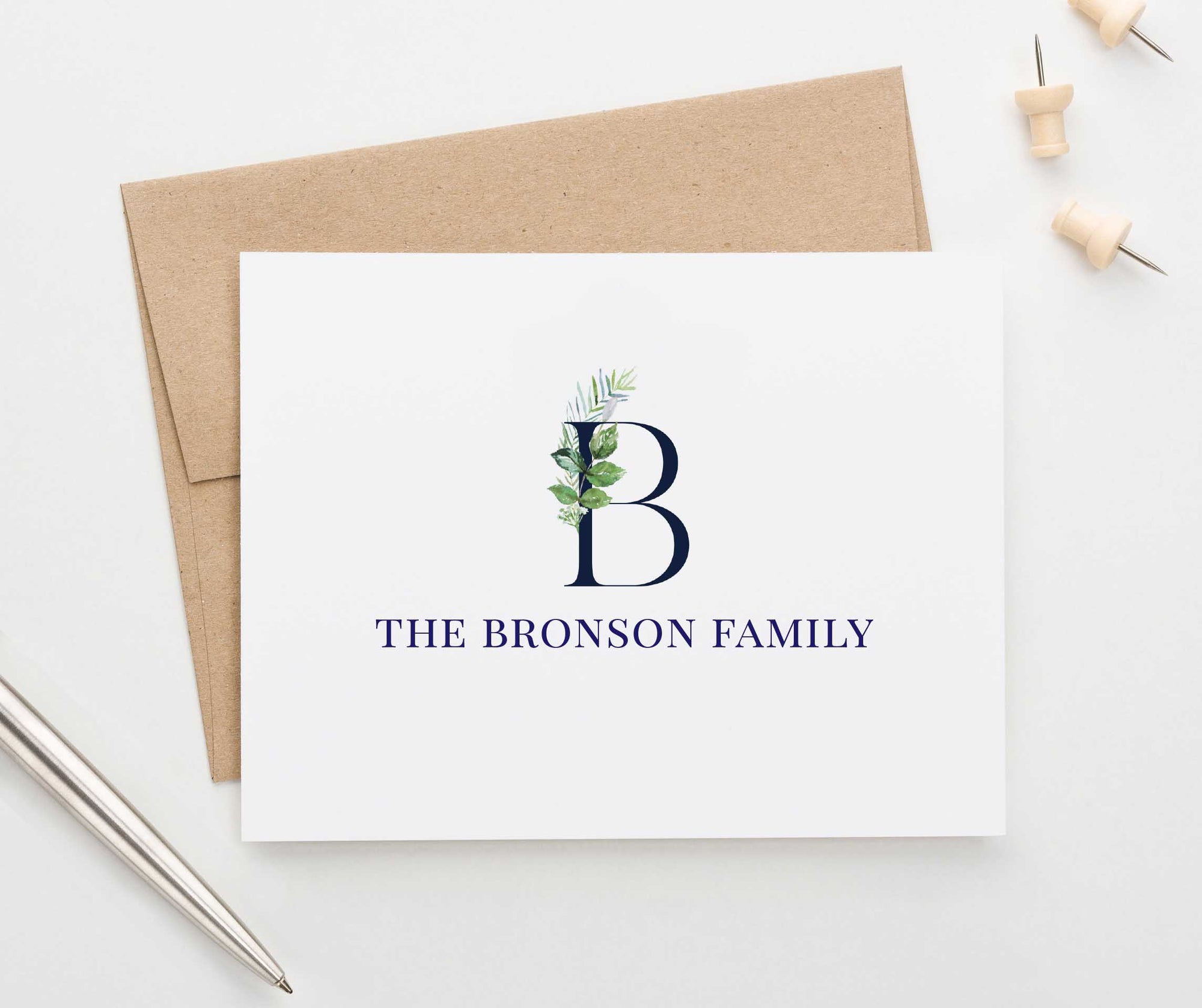 FS013 greenery initial and last name stationery for couples family anniversary engagement gifts 1