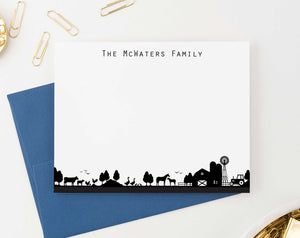 FS014 personalized farm silhouette family stationary couples simple last name 2