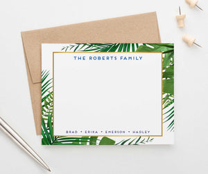 FS024 personalized palm tree border family stationary set couples greenery green gold 1