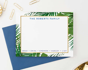FS024 personalized palm tree border family stationary set couples greenery green gold 2