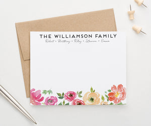 FS025 pink watercolor floral family thank you notes engagement couples flower