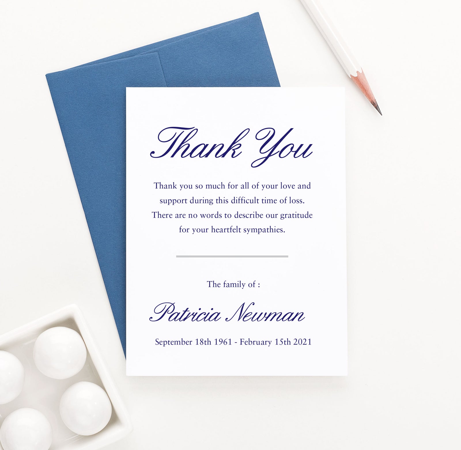 FTY007 sympathy thank you cards for funeral personalized memorial funerals burial
