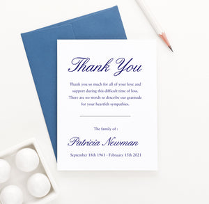 FTY007 sympathy thank you cards for funeral personalized memorial funerals burial