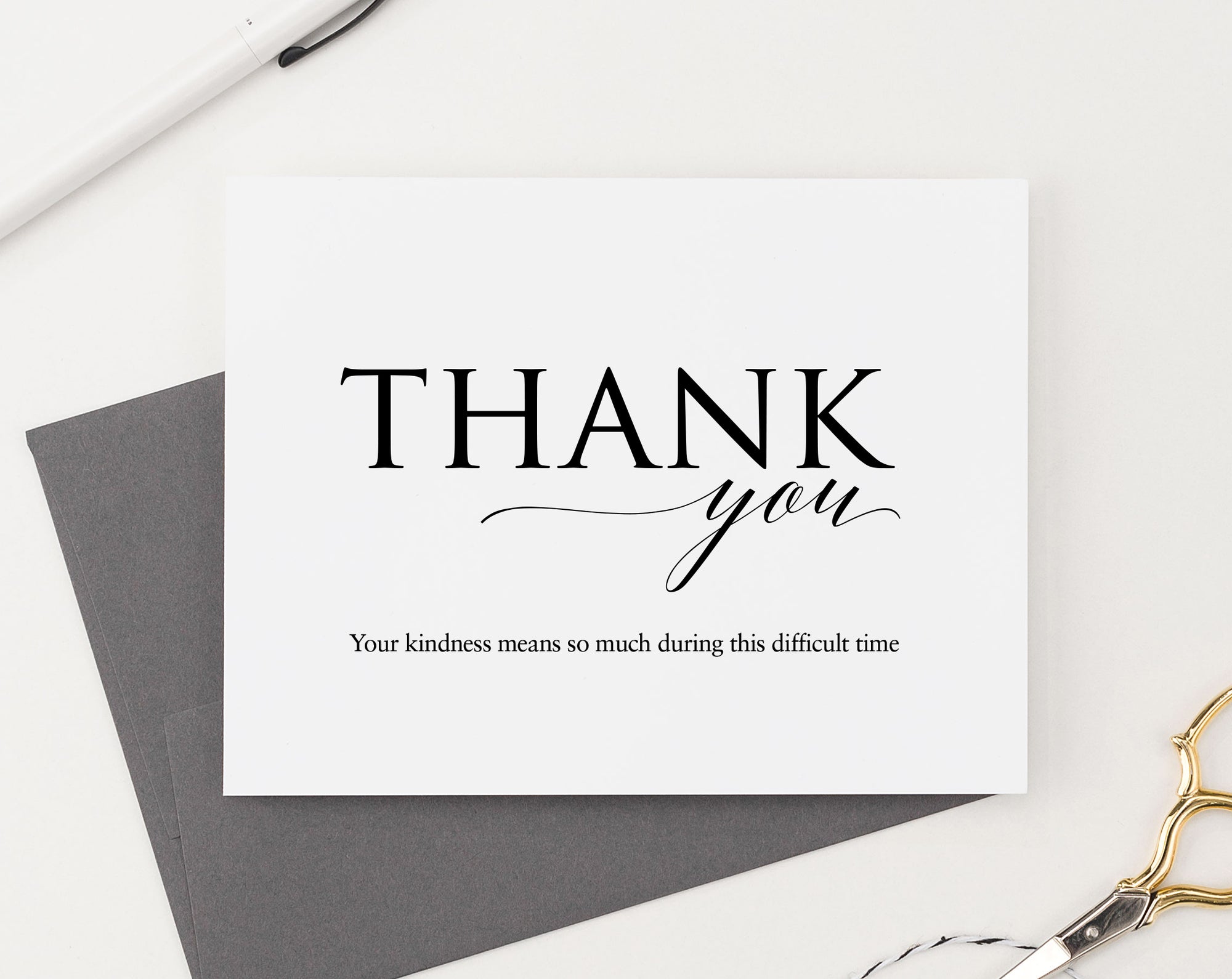 FTY016 funeral sympathy thank you cards with envelopes memorial simple classic