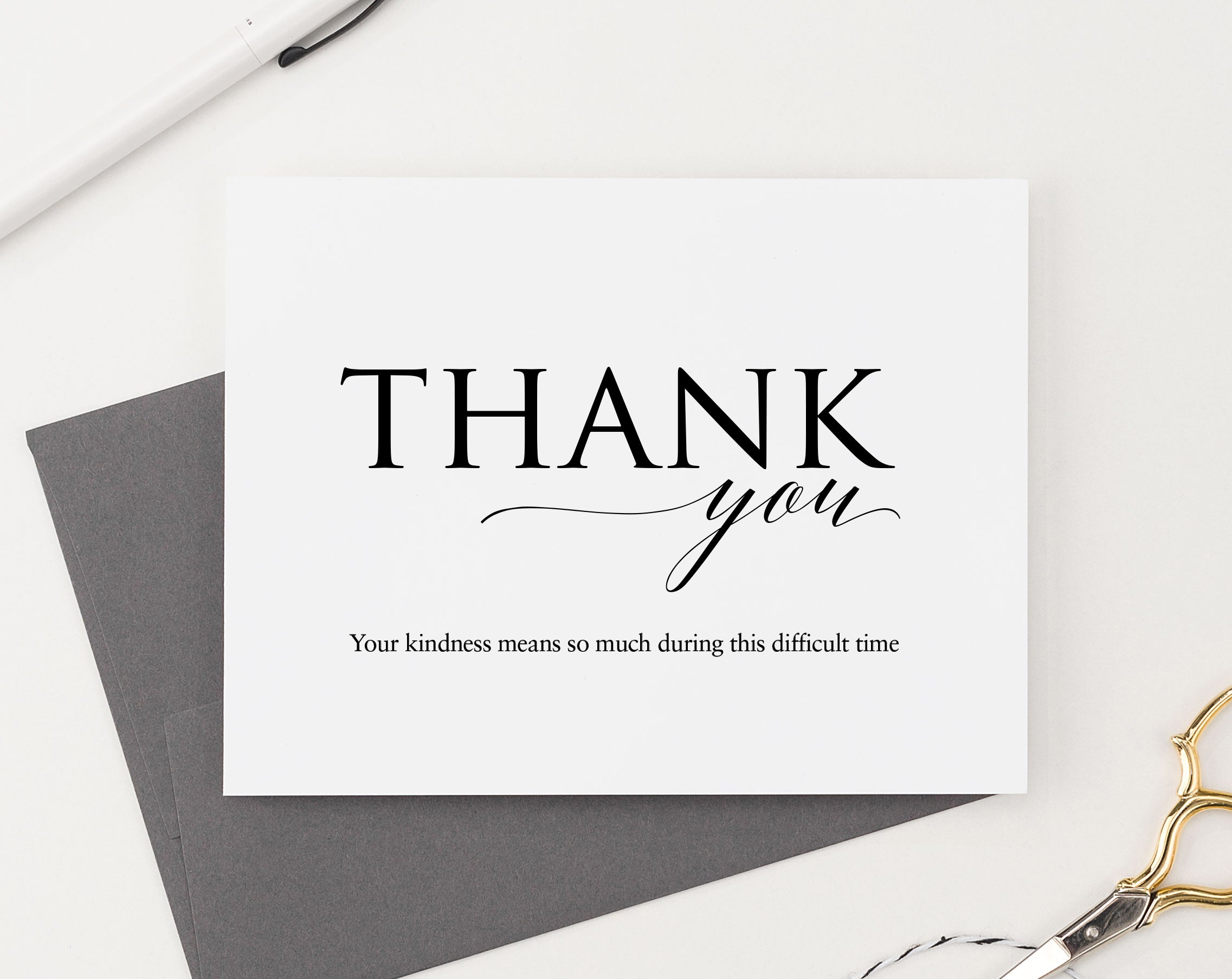 Funeral Sympathy Thank You Cards With Envelopes - Modern Pink Paper