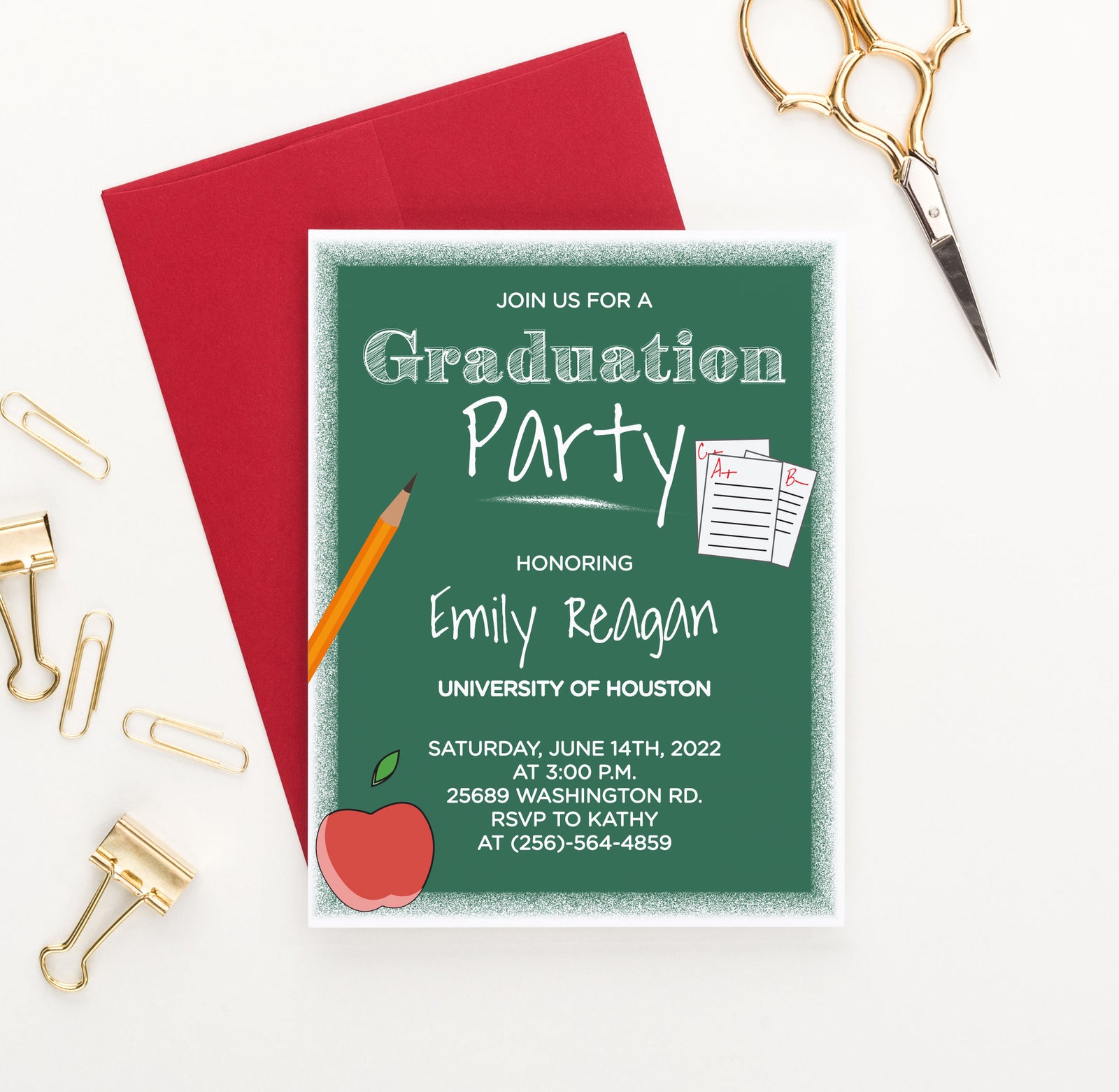 GPI015 Teacher Graduation Party Invites Personalized educator college university commencement