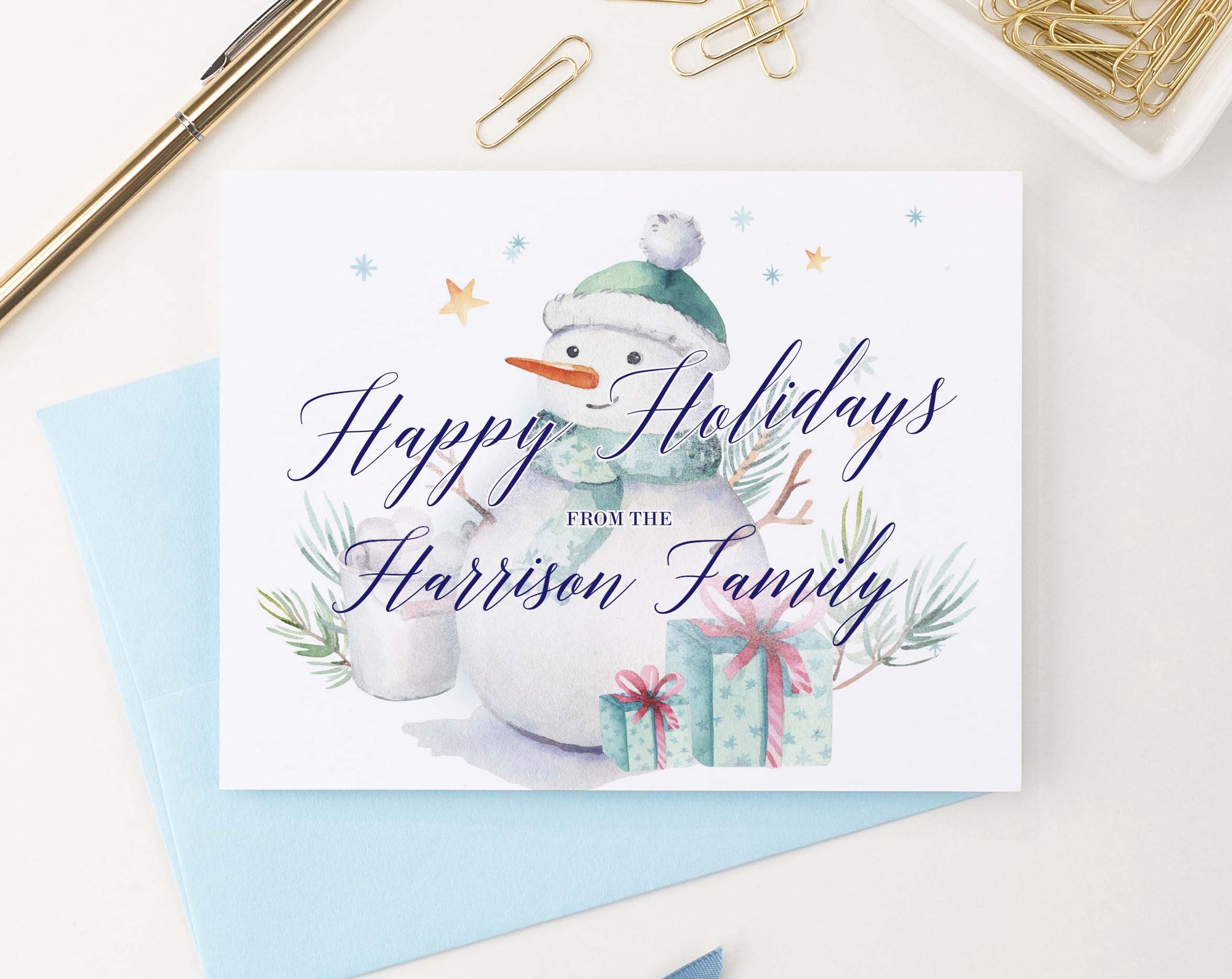 HGC001 snowman christmas greeting cards personalized presents elegant holiday 3