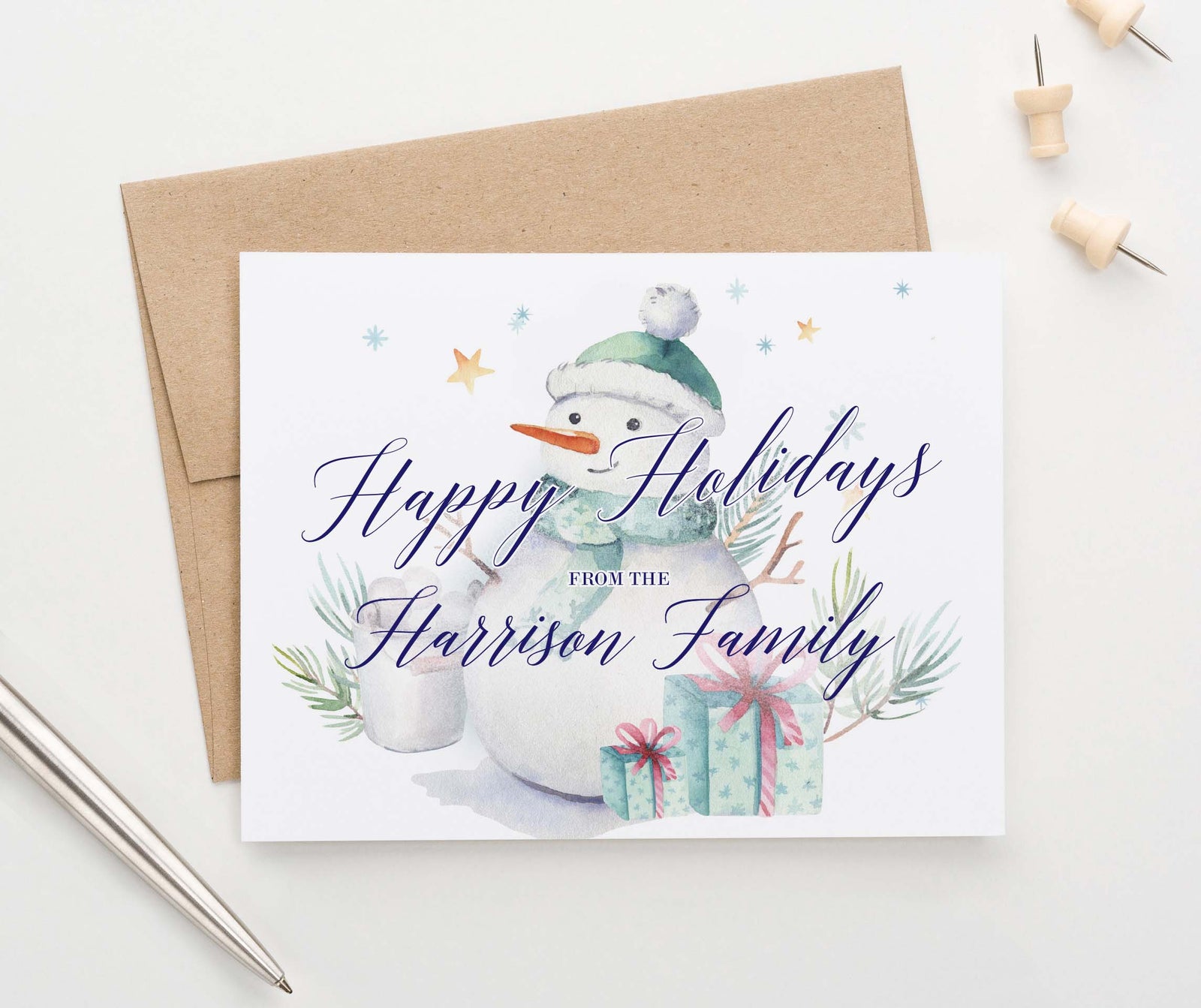 HGC001 snowman christmas greeting cards personalized presents elegant holiday 3