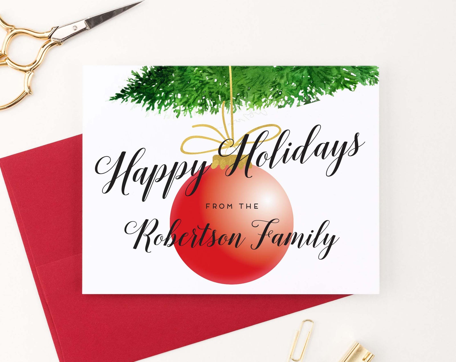 HGC007 personalized christmas greeting cards with christmas ornament pine holiday 2