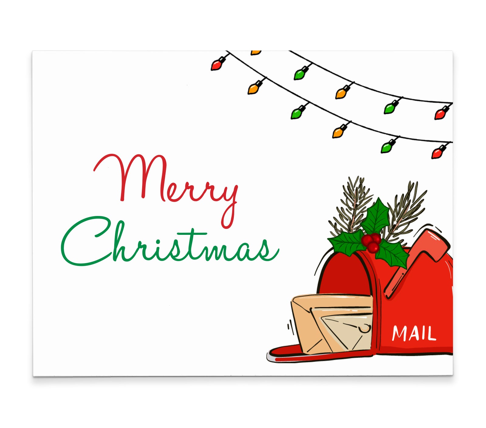   HGC009 Cute Mailman Thank You Cards with Christmas Lights postcards mailbox usps red green holiday