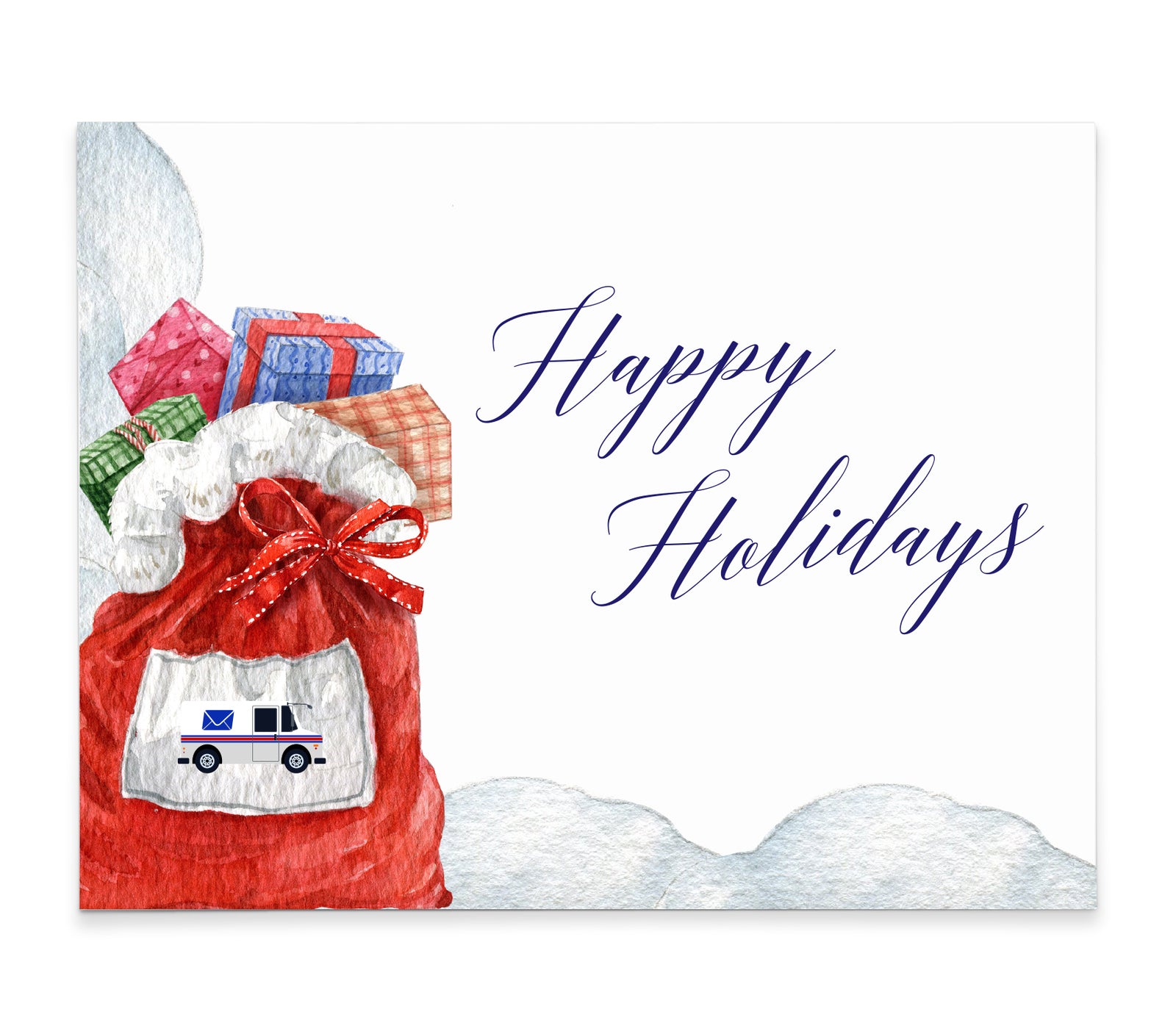 HGC010 Mail Carrier Christmas PostCards with Santa Bag gifts presents thank you usps holiday
